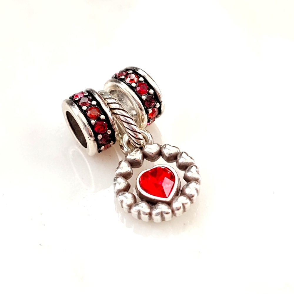 Brighton Silver Charm with Red Heart Crystals
